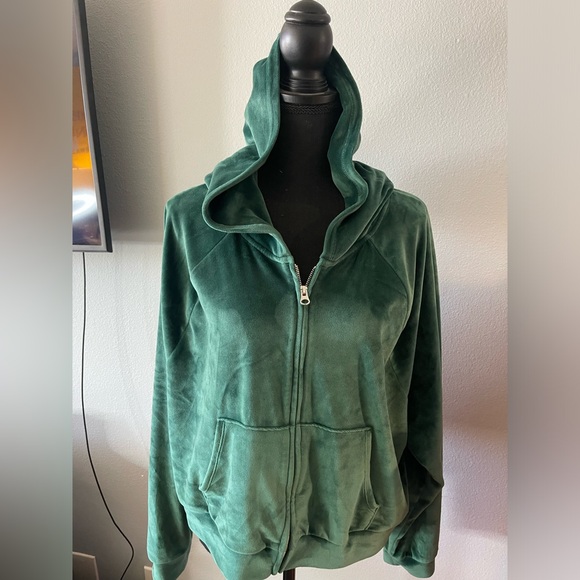 Victoria’s Secret Velour Hoodie size XL emerald green - Picture 1 of 8